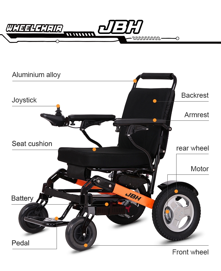 Light Weight Alloy Frame Foldable Electric Wheelchair 24V/6Ah*2 (imported seafreight)