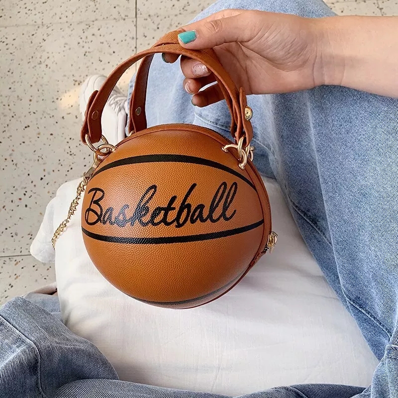 Ladies Basketball leather handbags (Brown)