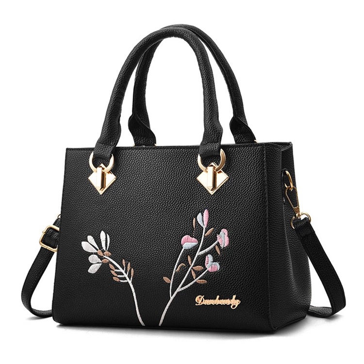 Black luxury ladies leather handbag