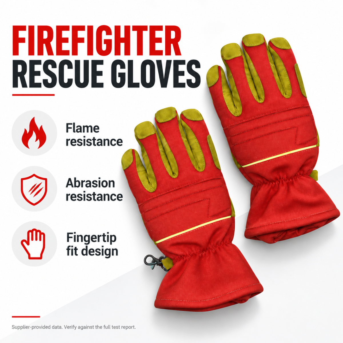 Imported Firefighter Rescue, Flame Resistant, Cut and Abrasion Resistant Safety Gloves with Extended Cuffs, Compliant with XF633-2006 standard (ex vat)