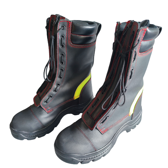 Imported EN15090 CE Certified Emergency Rescue Black Leather Firefighting Boots with Reflective Stripe & Heat Insulation (ex vat)