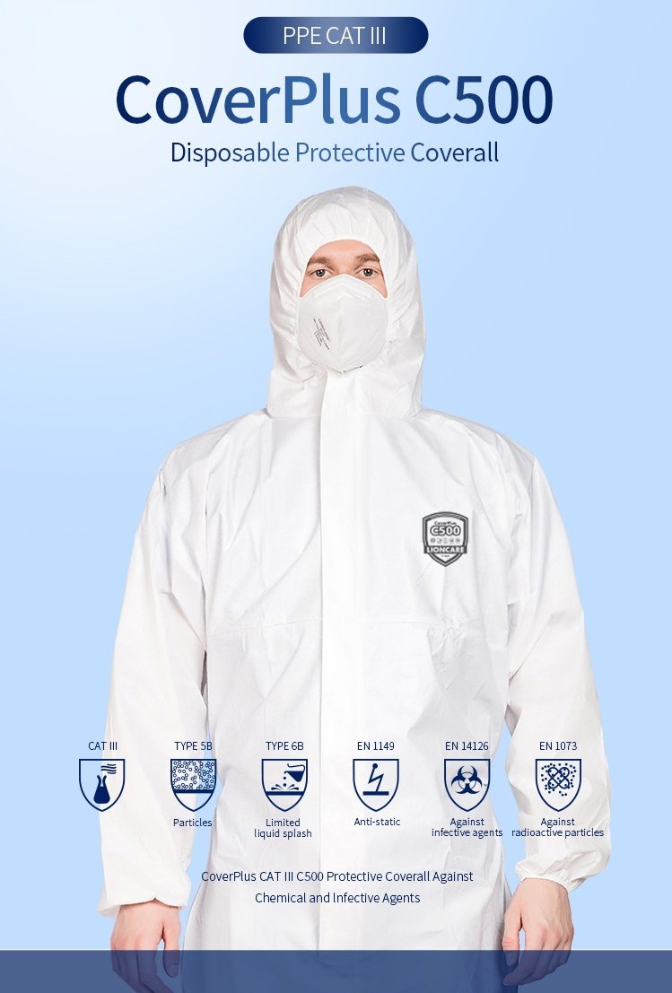 Type 5/6 Disposable Safety PPE Protective Non Woven Medical Waterproof Coverall (imported)