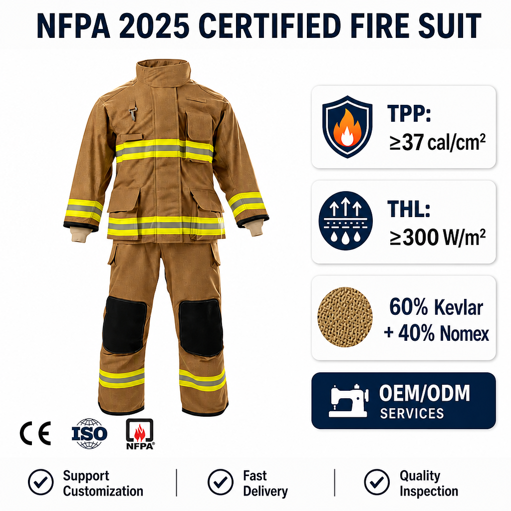 Heavy Duty Structural Bunker Gear EN469-NFPA 2025 | High Strength Aramid Fire Gear | 900 psi Burst Strength Firefighting Suit (ex vat)