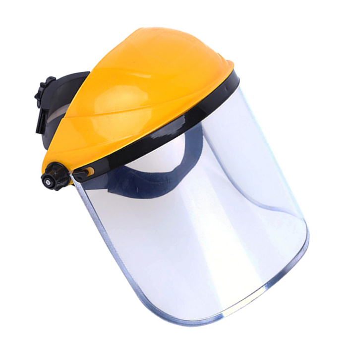 Imported Head-Mounted Yellow Roof PC PVC clear Industrial Polishing Grinding Shield Full Face Safety Protective Visor/Helmet (ex vat)